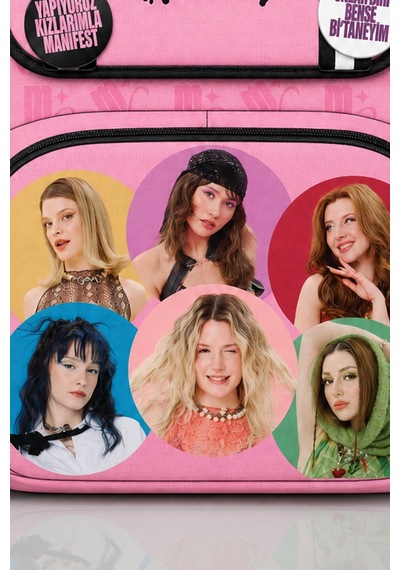 X Dekomus Lisanslı Manifest Toz Pembe Collection Okul Çantası Altın