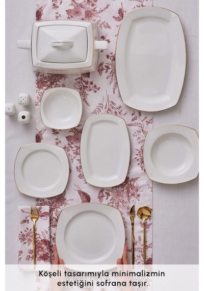 Karaca  Square Bone Chiara 60 Parça 12 Kişilik Yemek Takımı Gold