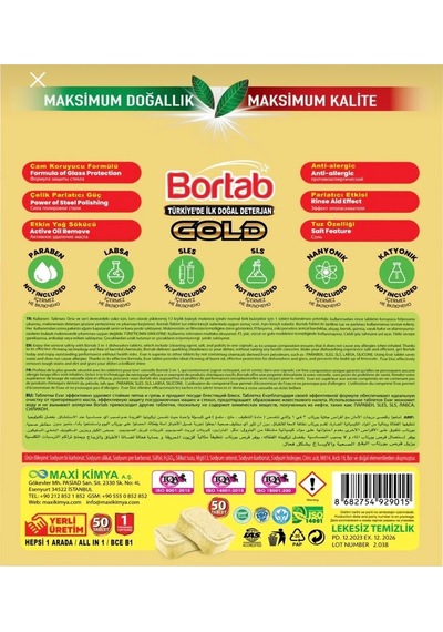 Bulaşık Makinesi Deterjanı Yağı Kiri Söker Atar 50 Tablet 50 Yıkama Doğal Vegan Yerli Üretim