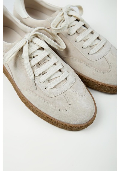 Krahe Palminteri 2 Erkek Hakiki Deri Bağcıklı Bej-ekru Sneakers