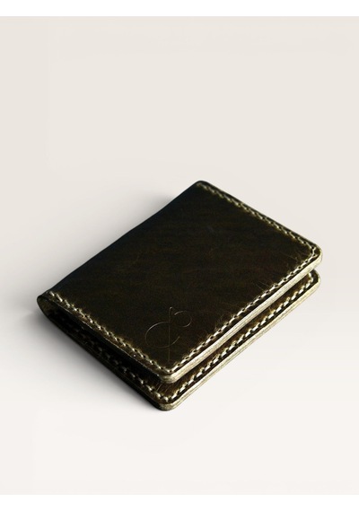 Kalkan Deri Olive Black Efektli Minimal Cüzdan -Siyah
