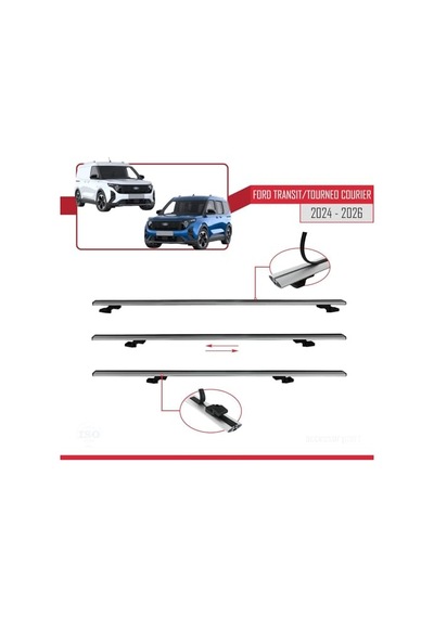 Apline Ford Transit/tourneo Courier 2024-2025 Arası İle Uyumlu Basıc Model Ara Atkı Tavan Barı Gri 2 Adet