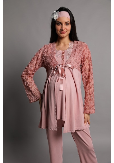 Mecit Pijama Lohusasepeti 5206 Lina Sabahlıklı Lohusa Pijama Takımı 001
