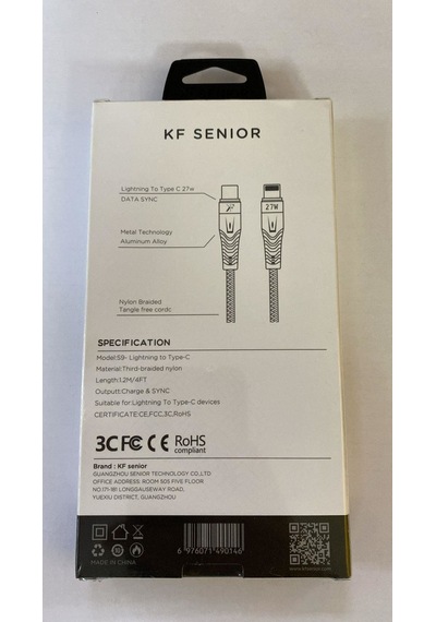 Senıor S9. Ip-c Apple iPhone Uyumlu - Type-c Kablo 1.2mt 27watt Pd