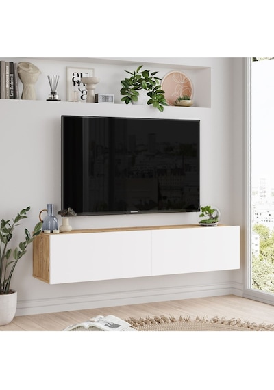 Aven Tv Ünitesi Tv Sehpası Kapaklı 140cm Çam-beyaz Ave10-aw Beyaz