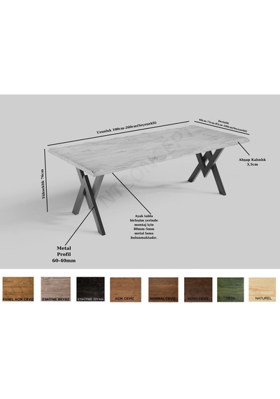 Ntconcept Doğal Ahşap Yemek Masası -60cm-120cm-h76cm