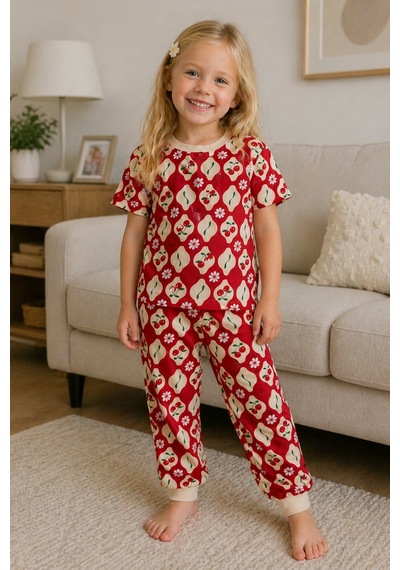 Beniizle Kız Çocuk Pijama Takımı Kırmızı