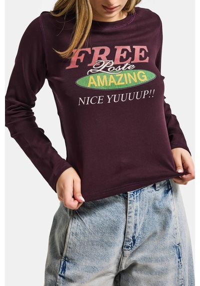 Itsbasic Kadın Kahve Bordo W5 Free Amazing Baskılı Tasarım Sweatshirt