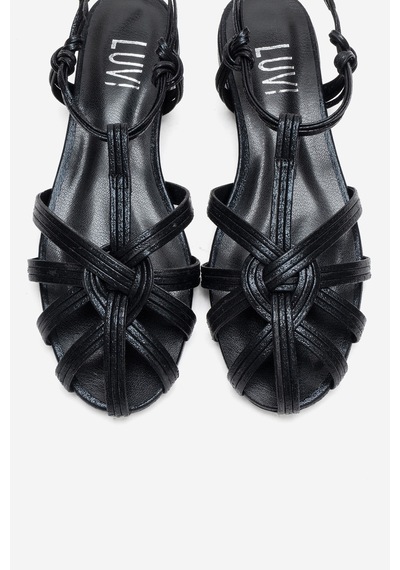 Luvishoes Rosse Siyah Simli Kadın Sandalet Siyah