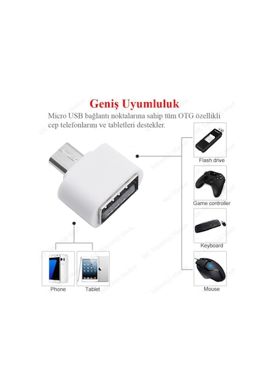 Wozlo Micro USB to USB OTG Çevirici Dönüştürcü Beyaz