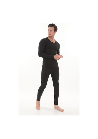 Sauna Suit Termal Içlik, Unisex Kışlık Sıcak Tutan Pamuklu Yakmayan, Termal Alt Üst Takım, Termal Fanila Iclik Siyah