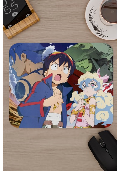 Gurren Lagann Kaymaz Dikişli Kauçuk Oyuncu Mousepad V3 - 22x18 Gaming Mouse Pad Fare Altlığı
