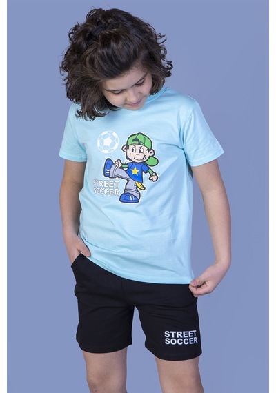 Toontoy Kids Toontoy Erkek Çocuk Baskılı Şortlu Takım Su Yeşili Toontoy Kids Toontoy Erkek Çocuk Baskılı Şortlu Takım Su Yeşili