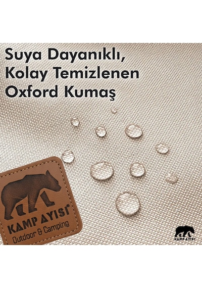 Kamp Ayısı Alüminyum Katlanabilir Kamp Sandalyesi Askılı Omuz Çantalı, Oxford Kumaş, Krem Krem