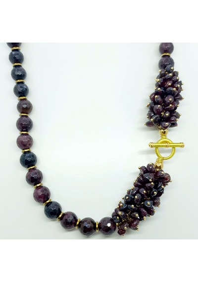 2603 Garnet Hematit El Yapımı Kolye Bordo