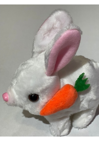 Era Sesli Zıplayan Hareketli Havuçlu Peluş Tavşan 18x17 Cm Beyaz