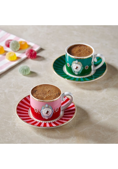 Kırmızı Porselen Kahve Fincanı 90 Ml