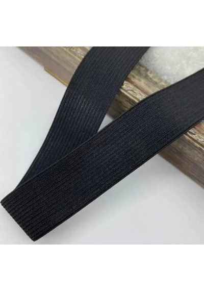3,5cm Siyah Renk Dokuma Lastik-bel Paça Etek Yassı Lastik- Elastik Bant / 10m
