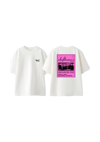 Thewert Deftones 19 Tasarım Sırt Baskılı Pamuk Beyaz Oversize T-shirt