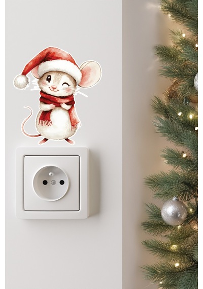 6 Lı Yeni Yıl Temalı Mini Sticker Priz Sticker Yılbaşı Yeni Yıl Mini Boy Sticker Seti 6 Lı Paket 1 Dijital Baskı