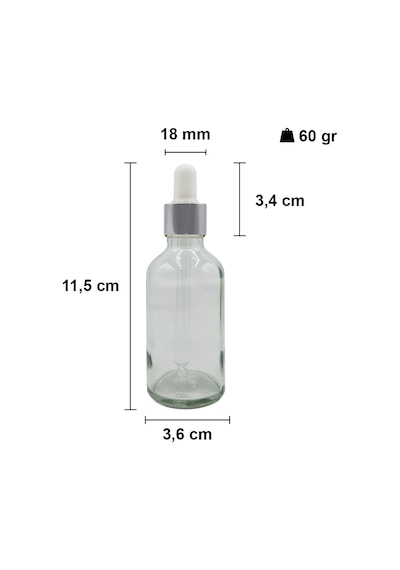 Afracam Şeffaf 50 Ml Kapaklı Dropper Damlalık Cam Şişe 30 Adet Siyah