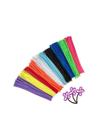 Hobialem Renkli Şönil, 60 Adet, Tüylü Tel, 30 Cm, Eğitici Şönil Seti, Peluş Tel
