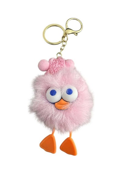 Peluş Ördek Anahtarlık Ve Çanta Aksesuarı - Pembe Beyaz Beyaz
