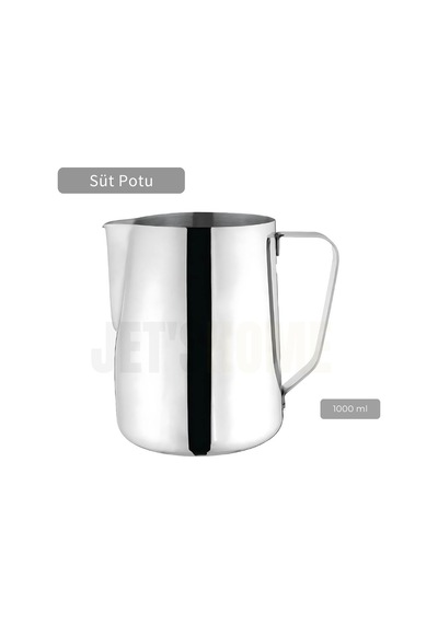 Süt Potu Paslanmaz Süt Köpürtme Sürahisi Çelik Pitcher 1000 Ml