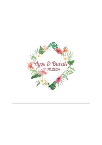 Yapraklı Kış Oval Etiket Kına Nişan Düğün 3x3 Cm Özel Etiket / 50 Adet Sticker Beyaz
