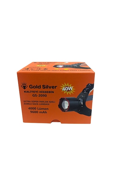 Gold Silver Gs-2090 40w 4000 Lümen Zoomlu Şarjlı Led Kafa Lambası Feneri 3 Pilli 9600 Mah Siyah