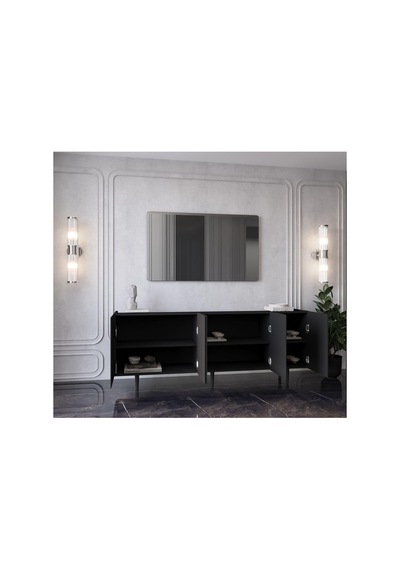 Enwood Capella Siyah Mdf 5 Kapaklı Raflı 180 Lik Konsol Siyah 40 X 180 Diğer