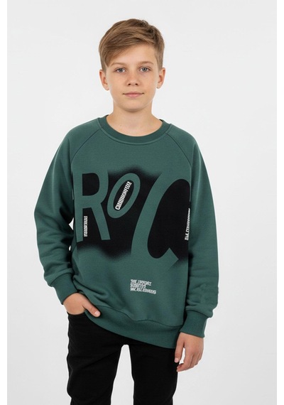 Baskılı Erkek Çocuk Sweatshirt-90880 Yeşil