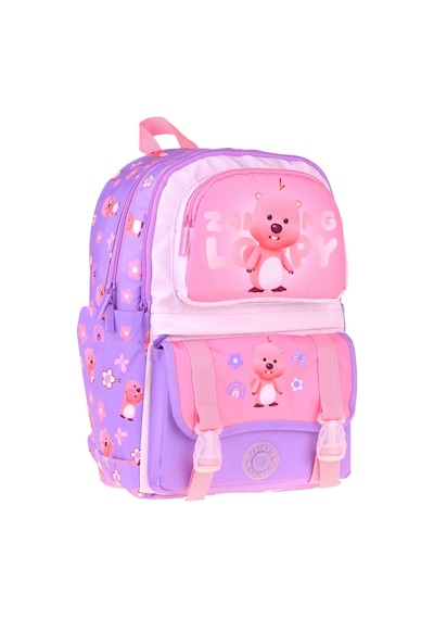 Kaukko Kids Dört Bölmeli Kız Çocuk Loopy Baskılı Lila - Pembe Okul Sırt Çantası - L5303 Çok Renkli
