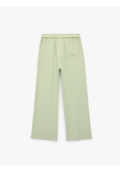 Koton Beli Bağlamalı Keten Ve Viskon Karışımlı Geniş Paça Pantolon Yeşil 6skg40093aw Koyu Haki Koton Beli Bağlamalı Keten Ve Viskon Karışımlı Geniş Paça Pantolon Yeşil 6skg40093aw Koyu Haki