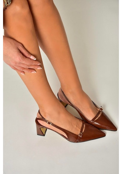 Fox Shoes U654078709 Taba Kalın Topuklu Kadın Ayakkabı Taba