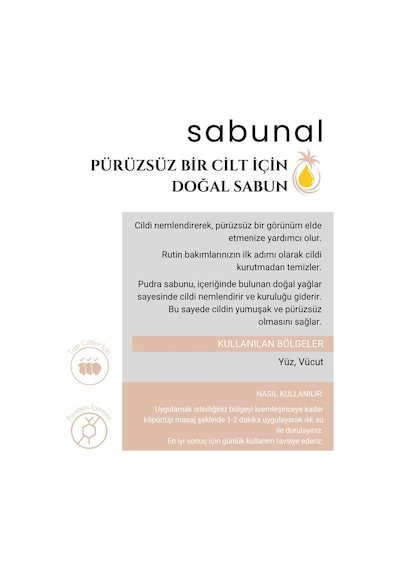 Sabunal Pudra Sabunu - Cilt Bakım Sabunu 100 G