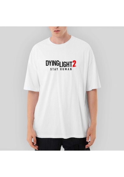 Dying Light 2 Logo Oversize Beyaz Tişört Beyaz