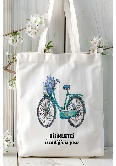 Art Hediye Bisikletci Bisikletçi Bisiklet Baskılı Bez Omuz Çantası Kişiye Özel Model 3 Çok Renkli