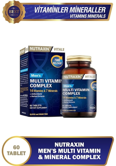 Nutraxin Men's Multi Vitamin ve Mineraller Complex 60 Tablet