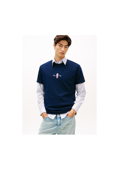 Tommy Hilfiger Tjm Reg Lınen Blend Camp Ss Ext Erkek Mavi Kk Gömlek - Dm0dm23058-14928
