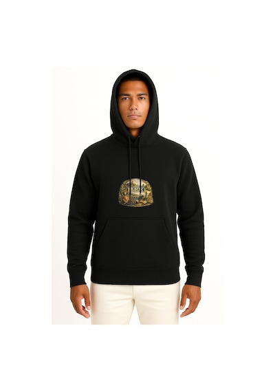 Bahriyeli Collection Kapüşonlu Bilecik Göğüs Baskılı Unisex Sweatshirt Siyah