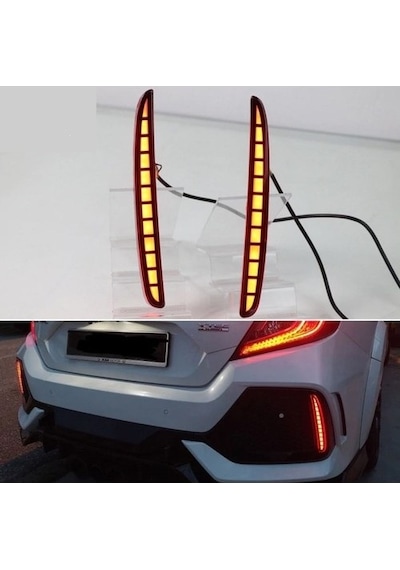 Honda Civic Fc5 Typer Arka Sis Lambası Kırmızı Led 2016+ Reflektör Led