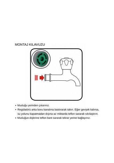Tekli Bahçe Musluğu Gömme Debi Regülatörü 7 L/dk R1/2 Uyumlu Bahçede %70 E Varan Su Tasarrufu