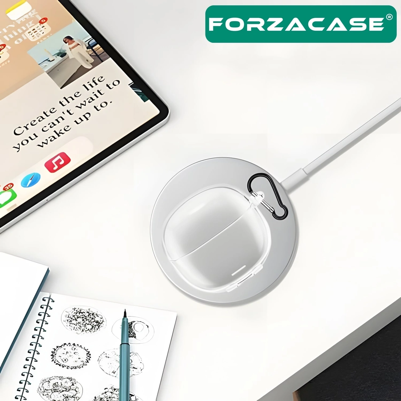 Forzacase Xiaomi Redmi Buds 6 Lite Uyumlu Şeffaf Anahtar Askılıklı Bluetooth Kulaklık Kılıfı - Fc927 Şeffaf