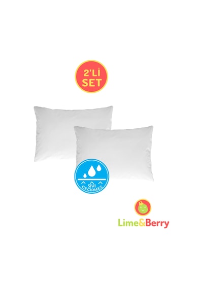 Lime&berry 2'li Yastık Koruyucu, Sıvı Geçirmez Yastık Alezi, 50 X 70 Cm Beyaz