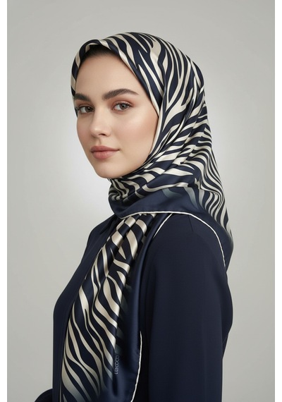 Lady Coco Zebra Desenli Dijital Baskı Rayon Eşarp Koyu Yeşil
