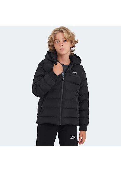 Slazenger CAPTAIN Çocuk Kapüşonlu Şişme Siyah Mont & Kaban
