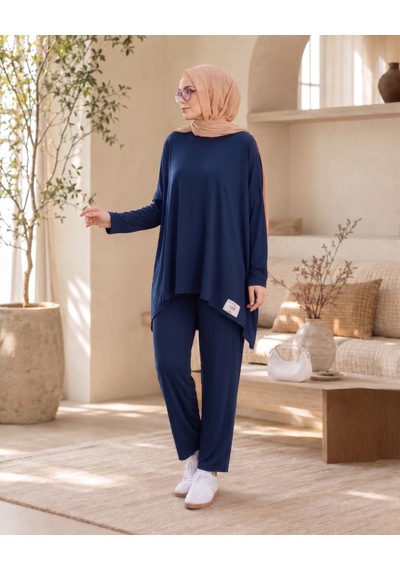 Unika Boutique Kadın Arma Detaylı Salaş İkili Takım Lacivert