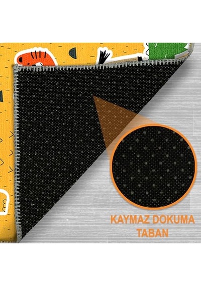 Şönil Kaymaz Pamuk Tabanlı Yıkanabilir Antibakteriyel Çocuk Halısı 160x230 Çok Renkli