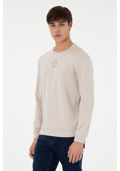 U.S. Polo Assn. Erkek Regular Fit Bisiklet Yaka Taş Sweatshirt 50293436-VR049